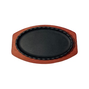 Fajita à steak en fonte Poêle à frire Plat chaud Assiette à grésiller Plateau de service avec socle en bois 8 ''10'' 12'' - Product Image 1