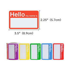 L Thích 400 dán 3.5 "x 2.25" màu sắc đồng bằng tên tag Hello tên của tôi nhãn cho quần áo với đục dòng cho trẻ em - Product Image 2