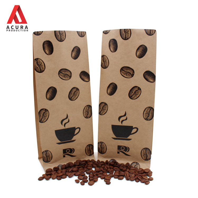 Dernier style 8 oz 250g tirette ziplock et vanne 100% vrai biodégradable sac à fond carré avec pour café et emballage de thé