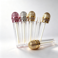 Tube de brillant à lèvres vide personnalisé en forme de microphone, bouchon 5ml, emballage cosmétique, marque privée, conteneur de brillant à lèvres OEM/ODM
