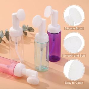 100ml 120ml 150ml <b>200ml</b> 250ml Transparent PET Plastic Cosmetic Foam Pump <b>Bottle</b> Dispenser Heart-shape Brush Top Facial Cleanser - Product Image 3