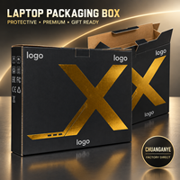 Boîte d'emballage pour ordinateur portable en feuille d'or premium avec protection en carton ondulé pour les magasins d'ordinateurs, les appareils remis à neuf et les cadeaux informatiques d'entreprise