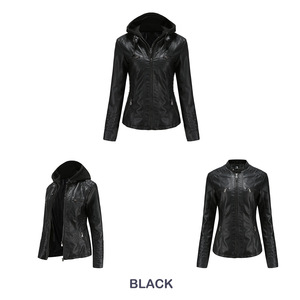 Giacca Primaverile da <span class=keywords><strong>Donna</strong></span>, Windbreaker <span class=keywords><strong>Beige</strong></span> Vintage con Cappuccio, Giacca in Pelle Stile Motociclista - Product Image 3
