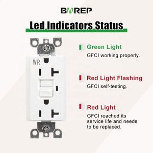 Presa GFCI Barep 20 Amp Certificata UL 125V, Resistente alle Intemperie, con Autotest, per Uso Domestico - Product Image 3