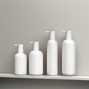 Bouteille distributrice ronde à épaulement en HDPE blanc mat, 200ml, 260ml, 300ml, 400ml, 500ml, pour shampoing et gel douche - Product Image 5