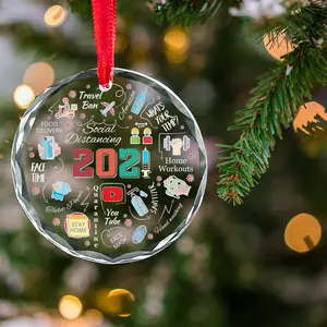 2022 cheap wholesale christmas crystal glass ornament custom K9 christmas crystal round onrnaments for christmas tree decor