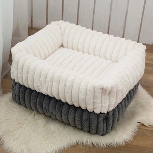 Ribbed Rectangle Solid <strong>Fashion</strong> Pet <strong>Bed</strong> for Cats <strong>Dogs</strong>-Warm Velvet Nest with Sponge Filling Neck Protection Cat <strong>Bed</strong> Cave - Product Image 1