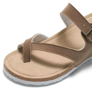 2024 nouveau Style femmes tongs réglable boucle sangle liège pantoufles daim talon compensé <span class=keywords><strong>sandales</strong></span> en plein air dames chaussures à la mode - Product Image 4