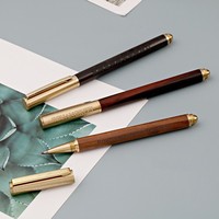Stylo bille professionnel en bois haut de gamme avec porte-stylo, encre noire 0,5 mm, logo rétro, stylo promotionnel