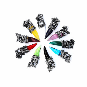 yunnique Dragon-Shaped <b>Titanium</b> Steel Pendant With Colorful Gemstone Inlay For Fashion Necklace Gift - Product Image 2