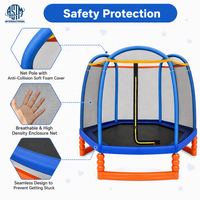 Trampoline pour enfants de 7 pieds avec filet de sécurité, poteaux rembourrés en mousse, certifié ASTM, pour les jeux en plein air des tout-petits