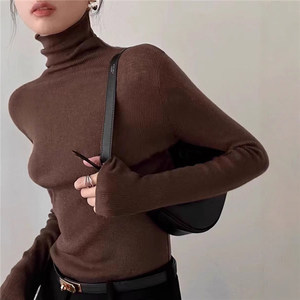 Hot Sale Korean Wool Blended Knitwear Casual Blank Soft Knitted Sweater Basic Turtleneck Sweaters Women's <strong>Woolen</strong> <strong>Top</strong> - Product Image 1