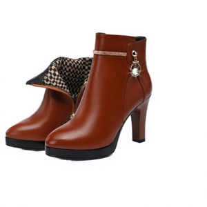 Xuanhui Wholesale New Formal <b>Work</b> Fashion Comfortable Warm Leather 9cm High Heel Ankle <b>Boots</b> Height Increasing Hard-Wearing for - Product Image 4