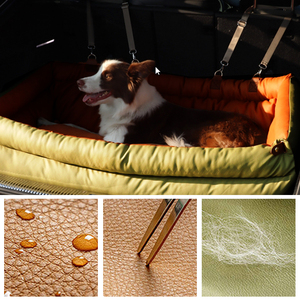 Luxus-Hundebetten Kunstleder-Hundeautositz-Erhöhung Doppelsitze Haustier-Autositz-Bett mit Sicherheitsgurt Anpassbares LOGO Haustierbetten - Product Image 4
