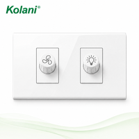 Panneau de variateur de vitesse et de luminosité pour ventilateur de plafond, plaque murale modulaire dissimulée 120, panneau PC blanc brillant standard thaïlandais