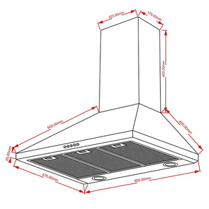 Campana extractora clásica <span class=keywords><strong>de</strong></span> cocina con control <span class=keywords><strong>de</strong></span> botones, 90 cm, estilo europeo, montada en la pared, con filtro <span class=keywords><strong>de</strong></span> 5 capas para cocina doméstica - Product Image 3