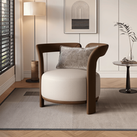 Fauteuil de détente moderne en teck et fil doré, éco-responsable, pour la maison, le bureau, le salon, la salle à manger, l'hôtel, la chambre à coucher