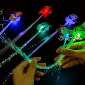 Brinquedos coloridos de fibra óptica led, brinquedos de festa com trama de borboleta, homem de neve, natal
