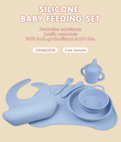 Ensemble d'alimentation pour bébé en silicone sans BPA cuillère à bavoir anneau de dentition sucette formation tasse à boire ventouse bol assiette Snack tasse-conduite manuelle