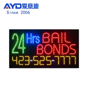 17*31 pollici alto luminoso 24Hrs Bail bond segno del negozio pubblico, Display lampeggiante a Led con numero di telefono