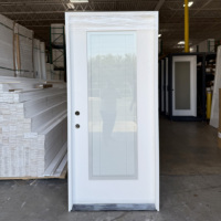Porte extérieure en fibre de verre composite, couleur blanche, à panneau unique, hauteur 80'', avec verre dépoli et insert à persiennes