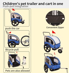 Remorque pliable à deux places pour enfants, <span class=keywords><strong>chariot</strong></span> de transport pour <span class=keywords><strong>vélo</strong></span> d'enfant - Product Image 4