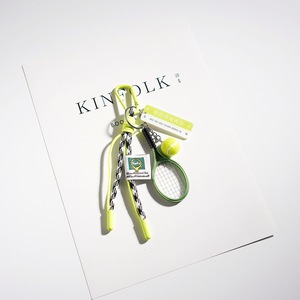 Llaveros deportivos 3D tejidos con raqueta de tenis verde y pelota, accesorios para llaves de coche, colgante de cuerda trenzada para bolso, cordón decorativo seguro - Product Image 2