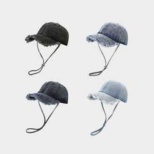 Nouvelle Casquette de Baseball en Jean Délavé Tendance pour Femme 2025 avec Franges Brutes et Cordon Anti-Vent – Idéale Printemps-Été pour l'Extérieur et la Ville - Product Image 2