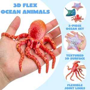 Vashine Juguetes Fidget Flexibles Impresos en 3D de Cristal con Forma de Manta, Pulpo y Estrella de Mar, Juguetes Flexibles de Animales Marinos Impresos en 3D - Product Image 5
