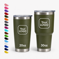 Vaso Térmico de Acero Inoxidable de Doble Pared con Aislamiento al Vacío de 20oz/30oz, con Recubrimiento en Polvo, Taza de Café de Viaje con Tapa, Personalizable con Logotipo, Venta al Por Mayor