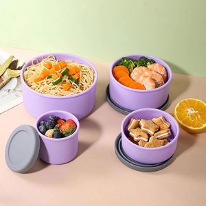 Caja de Conservación de Alimentos de Silicona de Grado Alimenticio, Caja Redonda Personalizada para Conservación de Frutas y Verduras con Tapa, Lonchera Bento - Product Image 5