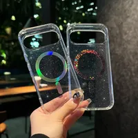 Coque de téléphone transparente avec charge sans fil et paillettes brillantes pour Google Pixel 11 10 9 Pro XL 10 9 8A, coque magnétique transparente antichoc