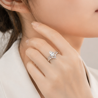 Ensemble de bagues de mariage en argent S925 avec moissanite de 1,6 carats, forme poire, bande torsadée, halo floral, accents marquise, tendance pour femme MR0325