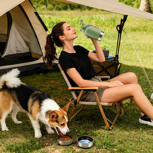 NEW 32 Oz 3 In 1 Stainless Steel <b>Dog</b> <b>Water</b> <b>Bottle</b> Functional <b>Dog</b> <b>Water</b> <b>Bottle</b> With Detachable <b>Water</b> And Food Bowls - Product Image 5