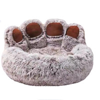 Grand lit de luxe pour chien confortable coussin pour animaux de compagnie pour chiens chats forme de patte avec longue peluche fausse fourrure Design chaud produits exclusifs pour chiens