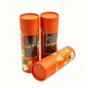 Tube cylindrique de luxe en papier kraft avec fenêtre, qualité alimentaire, pour emballage de café en grains et de thé, avec fenêtre transparente - Product Image 6