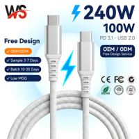 Cable USB-C Trenzado WEISI de 240W PD, Carga Rápida, Nylon Resistente, para iOS y Android, Cámara, Bajo MOQ, OEM Disponible