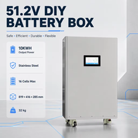 Kit de boîtier de batterie LiFePO4 DIY pour stockage d'énergie solaire domestique 51,2 V, avec BMS, support de montage et accessoires