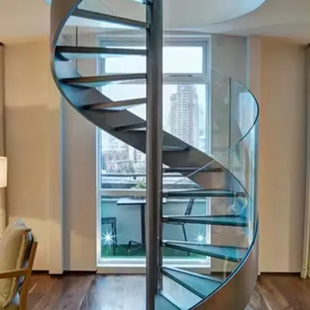CBMMart Escalier incurvé escalier intérieur en colimaçon bois métal bande de roulement pour villa maison hôtel luxe simple conception libre