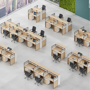 Modern Office <b>Desk</b> Set 4 Person Modular Workstation Computer <b>Desk</b> With Chair Study Room Commercial Space - Product Image 2