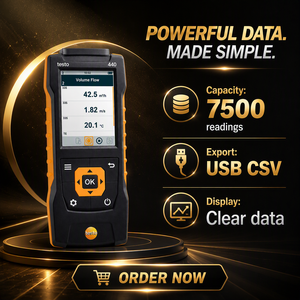 Medidor de Velocidad del Aire Testo 440 con Sonda de Vaneo, Sonda de Hilo Caliente, y Set de Medición de Temperatura y Humedad - Product Image 6