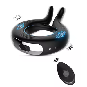 10 modes de vibration oreilles de lapin 1ère génération <span class=keywords><strong>anneau</strong></span> de verrouillage de sperme mâle Rechargeable silicone <span class=keywords><strong>vibrant</strong></span> <span class=keywords><strong>anneau</strong></span> d'essence de verrouillage ouvert - Product Image 1