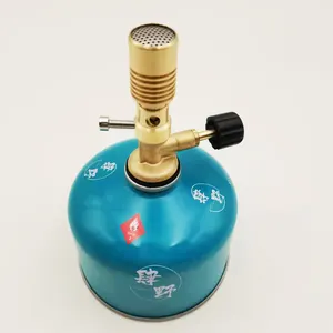 Lab Premium Brass Portable Bunsen Burner for Flat Screw Gas Cartridge with Gas and Air Adjustment, for Heating, Cooking