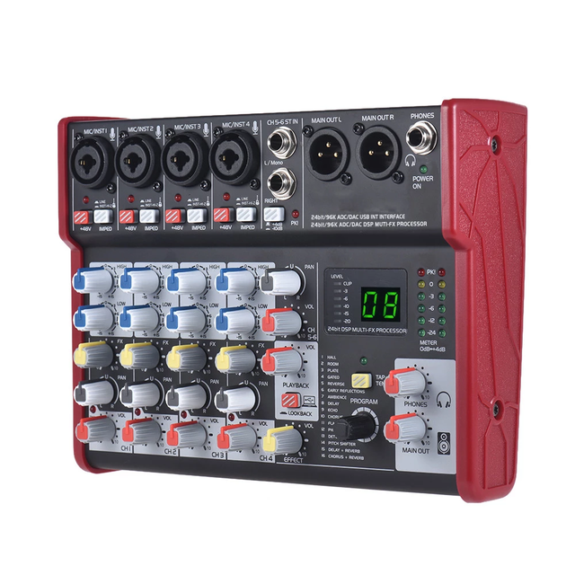 Portable 6-Channel Interface De Audio Built-in 16 Effects