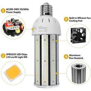 Ledlighting bán buôn 480V <span class=keywords><strong>LED</strong></span> Ngô <span class=keywords><strong>COB</strong></span> bóng đèn <span class=keywords><strong>60W</strong></span> E39 cơ sở 8100lm 5000K ánh sáng ban ngày 250W CFL HPS kim loại Halide tương đương - Product Image 1