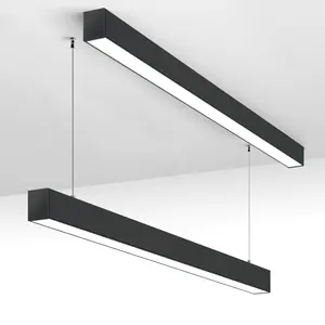 Suspension d'intérieur à gradation Suspension de bureau linéaire moderne blanc mat noir LED Suspension