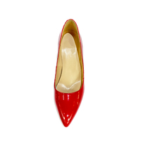 Chaussures à talons carrés en PU rouge pour femmes, tendance, à enfiler, avec semelle épaisse, logo, été, automne