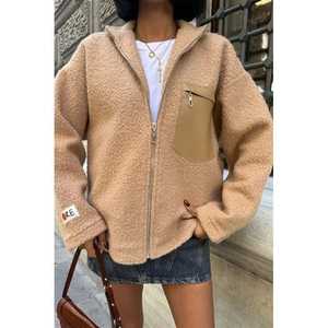 Veste en fausse fourrure Sobe pour femme, manteau en polaire décontracté et chaud, camel, rembourrage en polyester, fermeture éclair intégrale, manches longues - Product Image 3