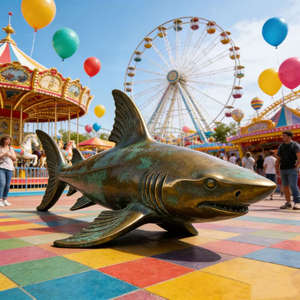 Escultura de Tiburón de Bronce Hecha a Mano de Primera Calidad, Arte de Depredador Marino para Decoración de Exteriores, Técnica de Fundición - Product Image 6