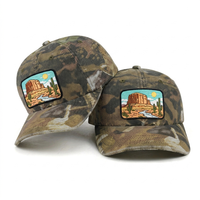 Casquettes de baseball unisexes camouflage 6 panneaux de haute qualité en gros avec broderie 3D personnalisée, patch tissé et visière incurvée
